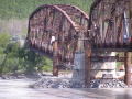 Repairs to the damaged Miles Glacier Bridge, Summer 2004