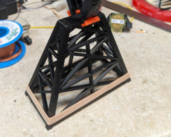 One of the two pedestals being assembled. They're printed in two halves split vertically.